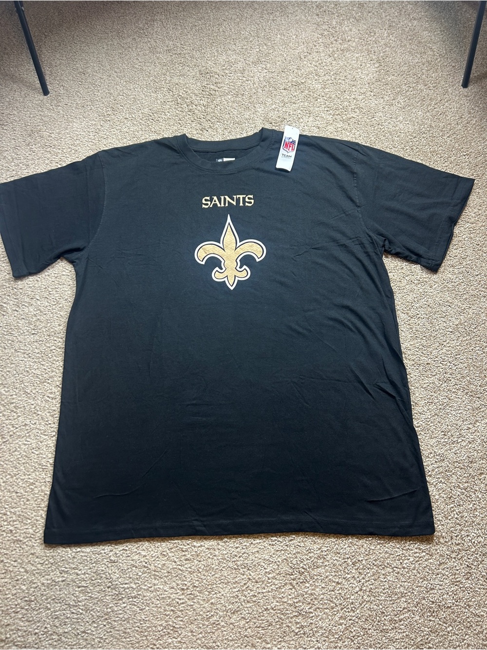 New Orleans Saints NFL Team Apparel Black Logo T-Shirt Men's Size 3XTL